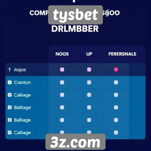 Comparação de jogos disponíveis no tysbet
